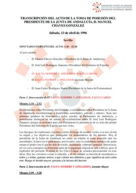 19960413_Sevilla_Intervenciones en la Toma de Posesión del Presidente de la Junta de Andalucía.