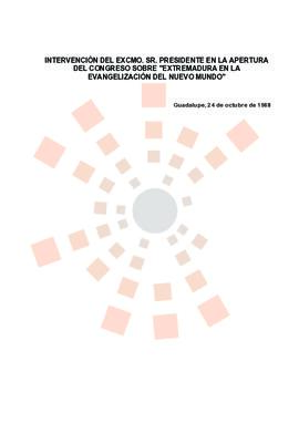 19881024_Guadalupe_Intervención del Presidente en el Congreso "Extremadura en la evangelizac...