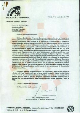 19930927_Mérida-Düsseldorf_Correspondencia al Ministro-Presidente de Renania del Norte-Westfalia ...