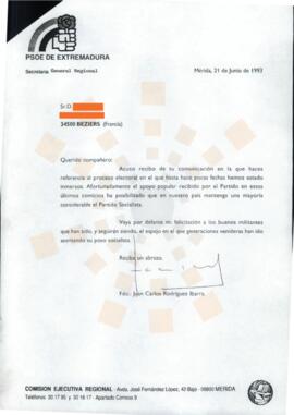 19930621_Mérida-Beziers_Correspondencia a D. Juan Durán