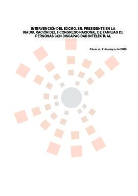 20030502_Cáceres_Intervención del Presidente en el II Congreso Nacional de Familias de Personas c...