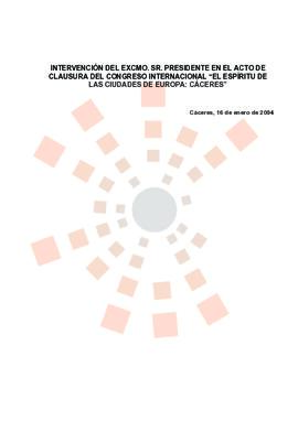 20040116_Cáceres_Intervención del Presidente en el congreso internacional "El espíritu de la...