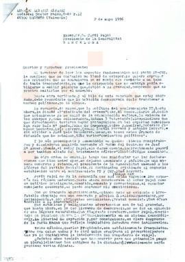 19960502_Valencia_Correspondencia de D. Armando Álvarez Álvarez a D. Jordi Pujol