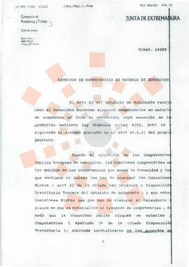 19931112_Mérida_Correspondencia del Letrado Jefe del Gabinete Jurídico de la Junta de Extremadura.