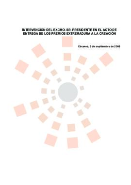 20030905_Cáceres_Intervención del Presidente en la entrega de los premios "Extremadura a la ...