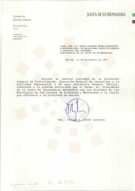 19931214_Mérida_Correspondencia interna de la Junta de Extremadura, de la Consejería de Economía ...