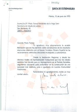 19950615_Mérida-Madrid_Correspondencia a la Secretaria de Estado de Justicia.