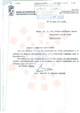 19950530_San Vicente de Alcántara-Mérida_Correspondencia del Alcalde de San Vicente de Alcántara.