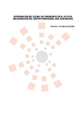 20030201_Olivenza_Intervención del Presidente en el Centro Parroquial "San Juan Macías".
