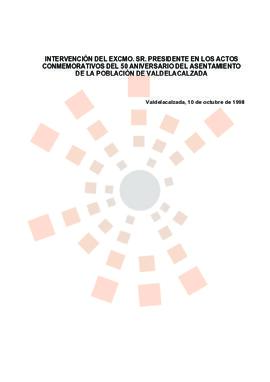 19981010_Valdelacalzada_Intervención del Presidente en el 50 aniversario de Valdelacalzada.