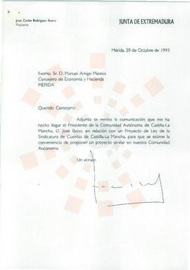 19931029_Mérida_Correspondencia al Consejero de Economía y Hacienda.