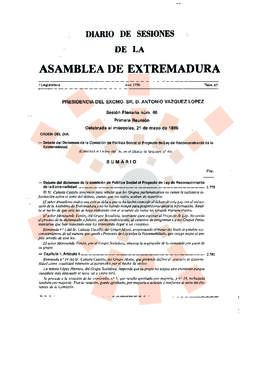 19860521_Diario de Sesiones de la Asamblea de Extremadura I Legislatura