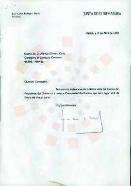 19930415_Mérida_Correspondencia a D. Alfredo Gimeno Ortíz