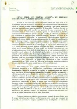 Notas sobre una política agresiva de Recursos Humanos para el futuro de Extremadura.