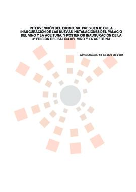 20020418_Almendralejo_Intervención del Presidente en las nuevas instalaciones del "Palacio d...