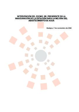 20021107_Badajoz_Intervención del Presidente en la estación para mejora del abastecimiento del agua.