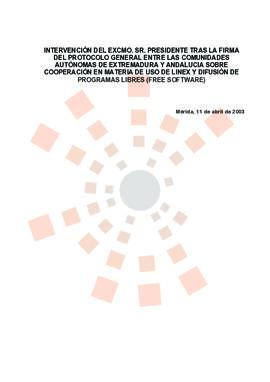 20030411_Mérida_Intervencón del Presidente tras la firma del Protocolo General entre Extremadura ...