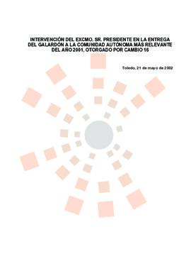 20020521_Toledo_intervención del Presidente a su recepción del galardón a la Comunidad Autónoma m...