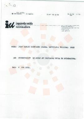 19920722_Mérida_Correspondencia de IU Extremadura al Presidente