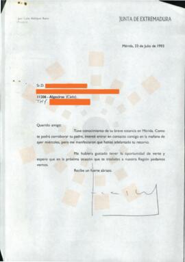 19930723_Mérida-Algeciras_Correspondencia de Juan Carlos Rodríguez Ibarra.