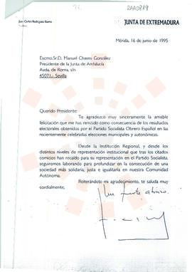 19950616_Mérida-Sevilla_Correspondencia al Presidente de la Junta de Andalucía.