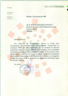 19770115_Mérida_Correspondencia a D. Román Bolaños Expósito