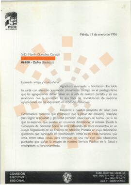 19960119_Zafra-Mérida_Correspondencia a D. Martín González Carvajal