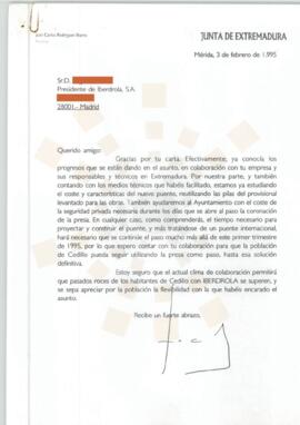 19950203_Mérida-Madrid_Correspondencia al Presidente de Iberdrola S.A.