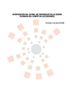 20030409_Bruselas_Intervención del Presidente en la Sesión Plenaria del Comité de las Regiones Eu...