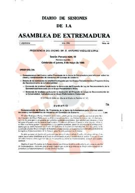 19860508_Diario de Sesiones de la Asamblea de Extremadura I Legislatura