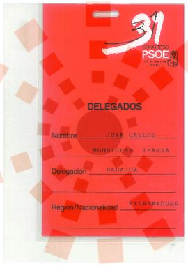 19880122_Madrid_Identificación Delegado 31 Congreso PSOE