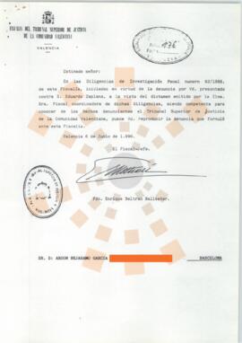 19960606_Valencia_Correspondencia de D. Enrique Beltrán Ballester a D. Abdon Bejarano García