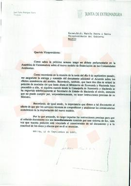 19930911_Mérida-Madrid_Correspondencia al Vicepresidente del Gobierno.