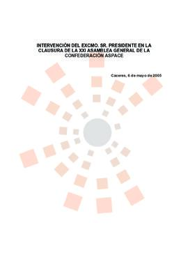 20050506_Cáceres_Intervención del Presidente en la XXI Asamblea General de la Confederación ASPACE.