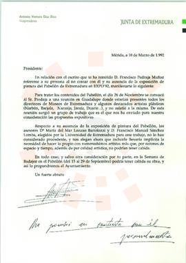 19920310_Mérida_Correspondencia de Antonio Ventura Díaz Díaz al Presidente