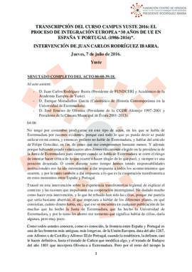 20160707_Yuste_Intervención del Presidente en el Curso Campus Yuste: "30 años de UE en Españ...