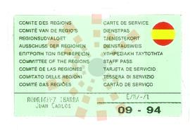 19940930_Tarjeta de Servicio Comité de Las Regiones