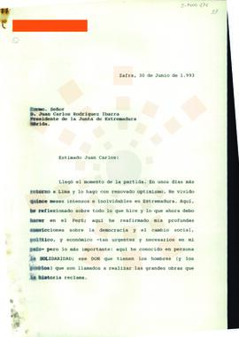 19930630_Zafra-Mérida_Correspondencia a Juan Carlos Rodríguez Ibarra.