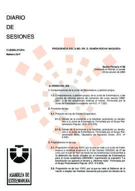 20001026_Mérida_Diario de Sesiones V Legislatura