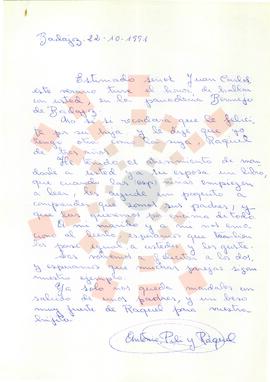 19911022_Badajoz_Correspondencia de D. Antonio Vasco Vallejo