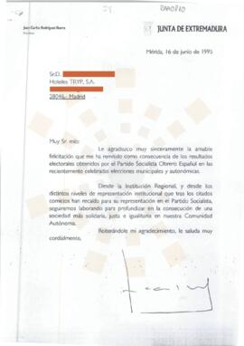 19950616_Mérida-Madrid_Correspondencia al Director de Hoteles TRYP, S.A.