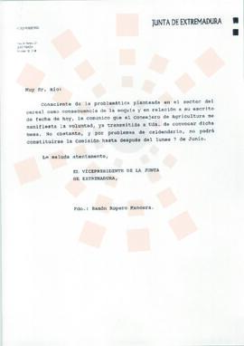 19930525_Mérida_Correspondencia del Vicepresidente de la Junta de Extremadura al Secretario Gener...