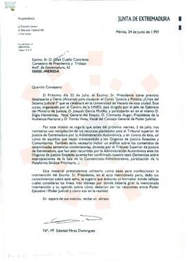 19930624_Mérida_Correspondencia interna de la Junta de Extremadura, de la Directora General de Re...