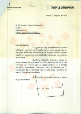 19950605_Mérida-Santa Marta de Magasca_Correspondencia al Alcalde de Santa Marta de Magasca.