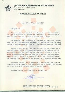 19920227_Castuera_Correspondencia de Victoriano Fernández Lorenzo, Sº de Información y Coordinaci...