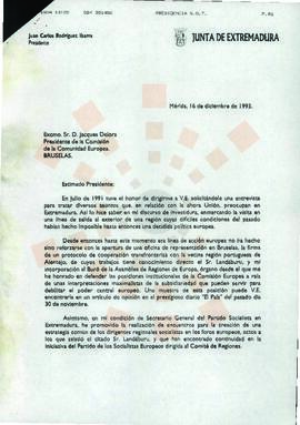 19931216_Mérida-Bruselas_Correspondencia al Presidente de la Comisión de la Comunidad Europea.