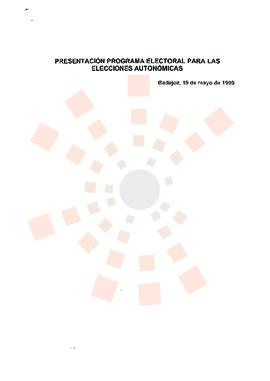 19990519_Badajoz_Presentación Programa Electoral para las Elecciones Autonómicas.