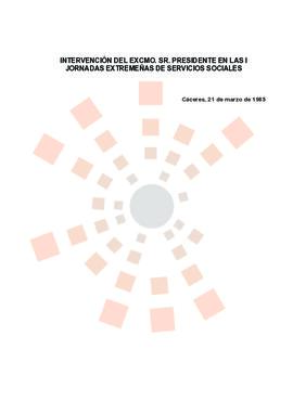 19850321_Cáceres_Intervención del Presidente en las I Jornadas Extremeñas de Servicios Sociales.