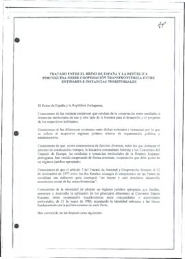 Acuerdo sobre el tratado entre el Gobierno de España y la República de Portugal acerca de la coop...