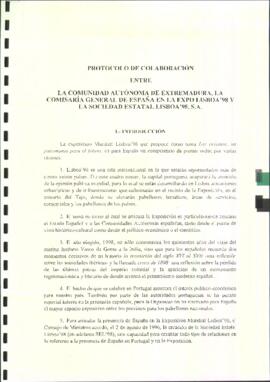 Acta del protocolo de colaboración entre la JUNTA DE EXTREMADURA, la Comisaría General de España ...